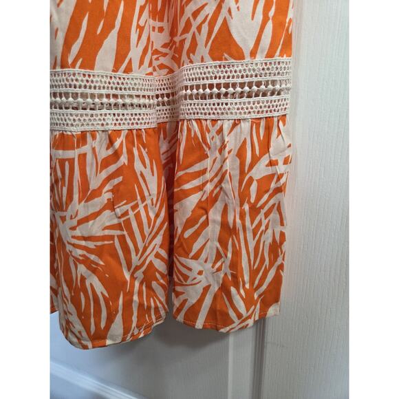 Sincerely Jules Orange Palm Leaf Tiered Cutout Ties Maxi Sundress, Women's Large - Picture 14 of 14